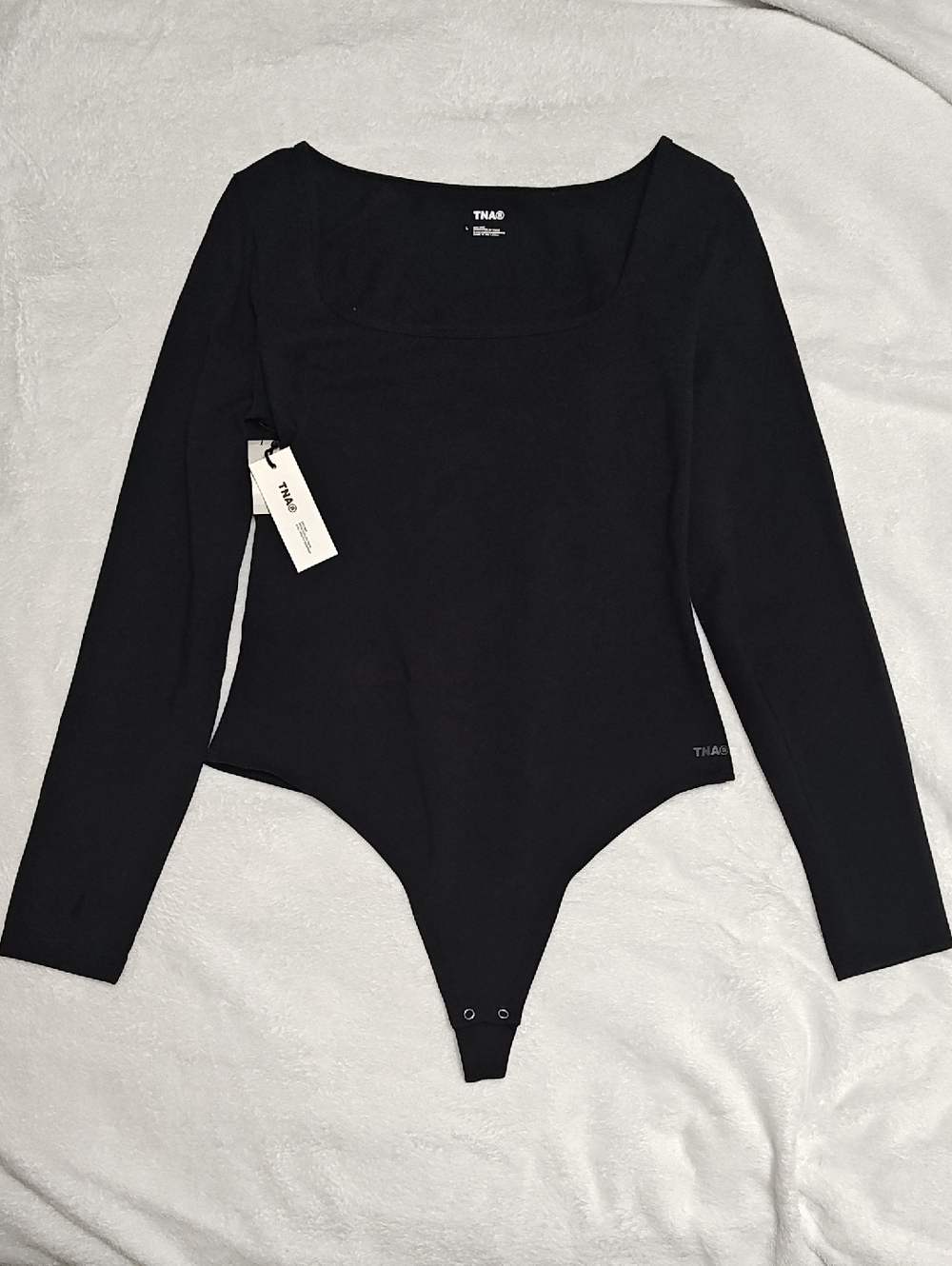 New TNA/Aritzia Black Long Sleeve Square Neck Bodysuit